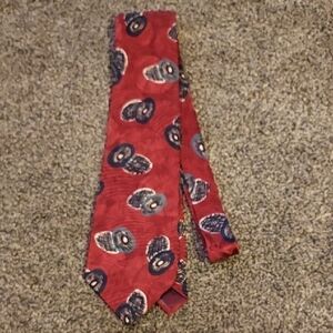 Halston Heritage Red and Blue Silk Tie with Football Pattern